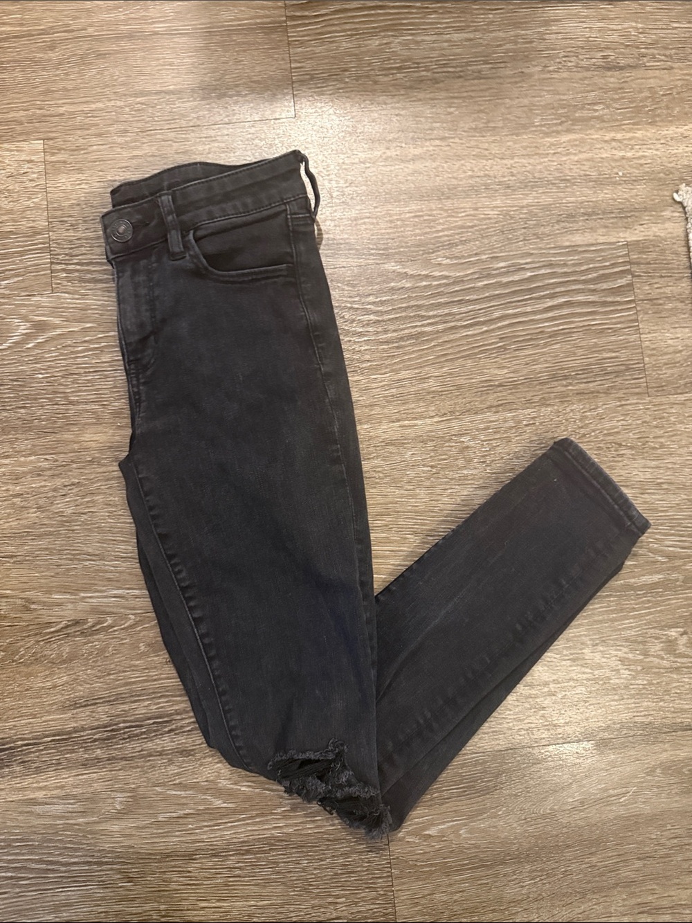 American Eagle Outfitters Black Skinny Jeans with Raw Hem